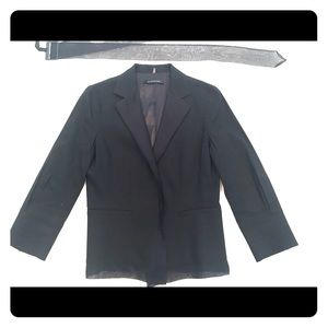 Tahari Women Linen Blazer Black Formal Fitted 2